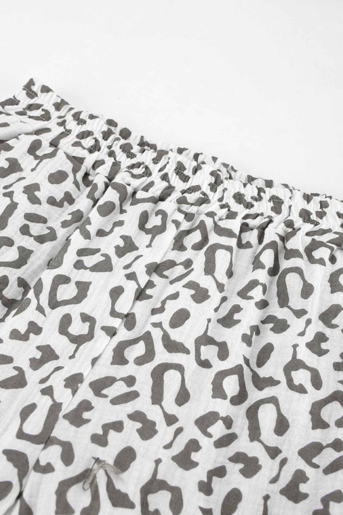 Cotton Leopard Shirt Long Pants Two-piece Set