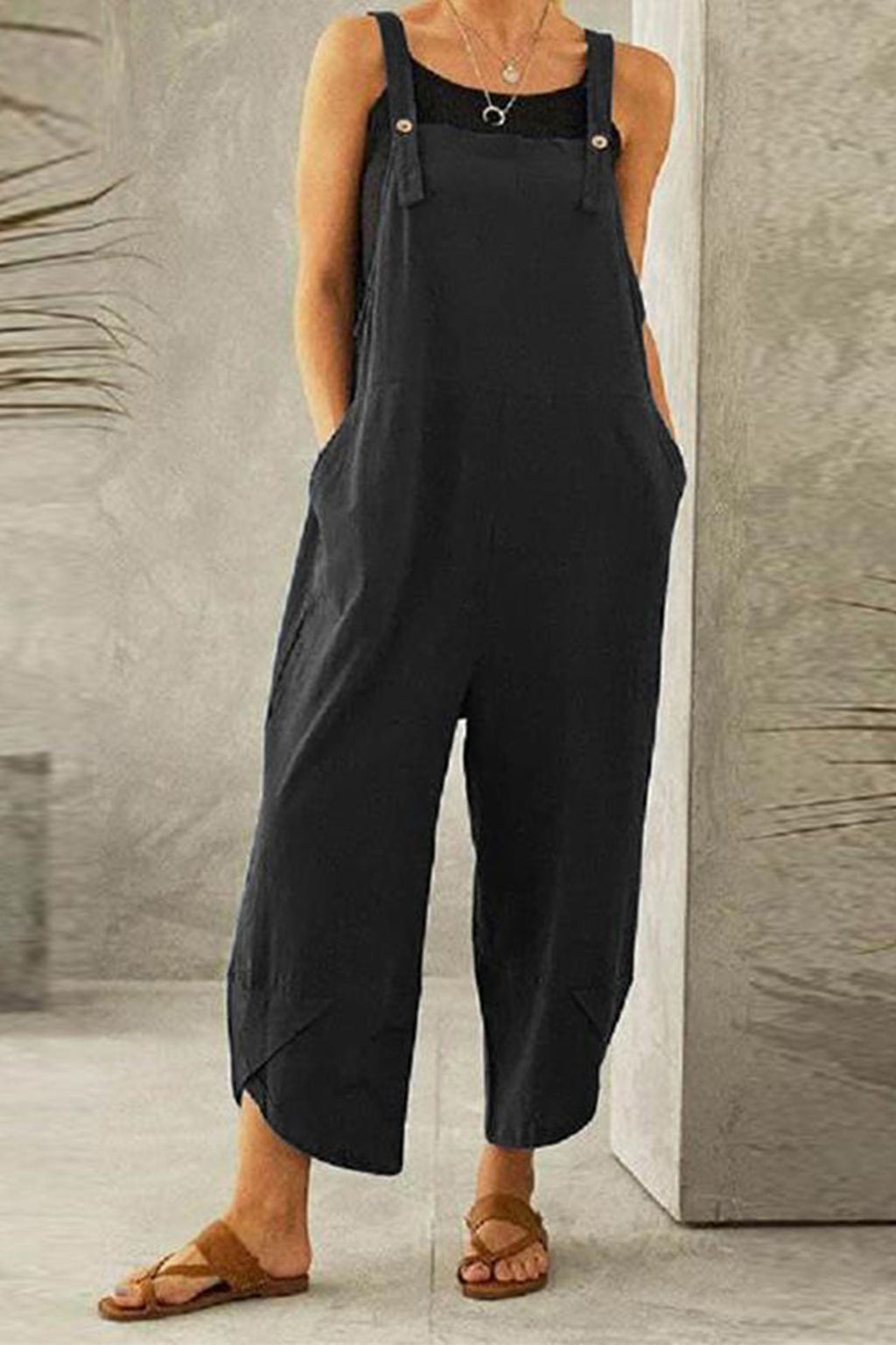 Cotton Color Strappy Jumpsuit