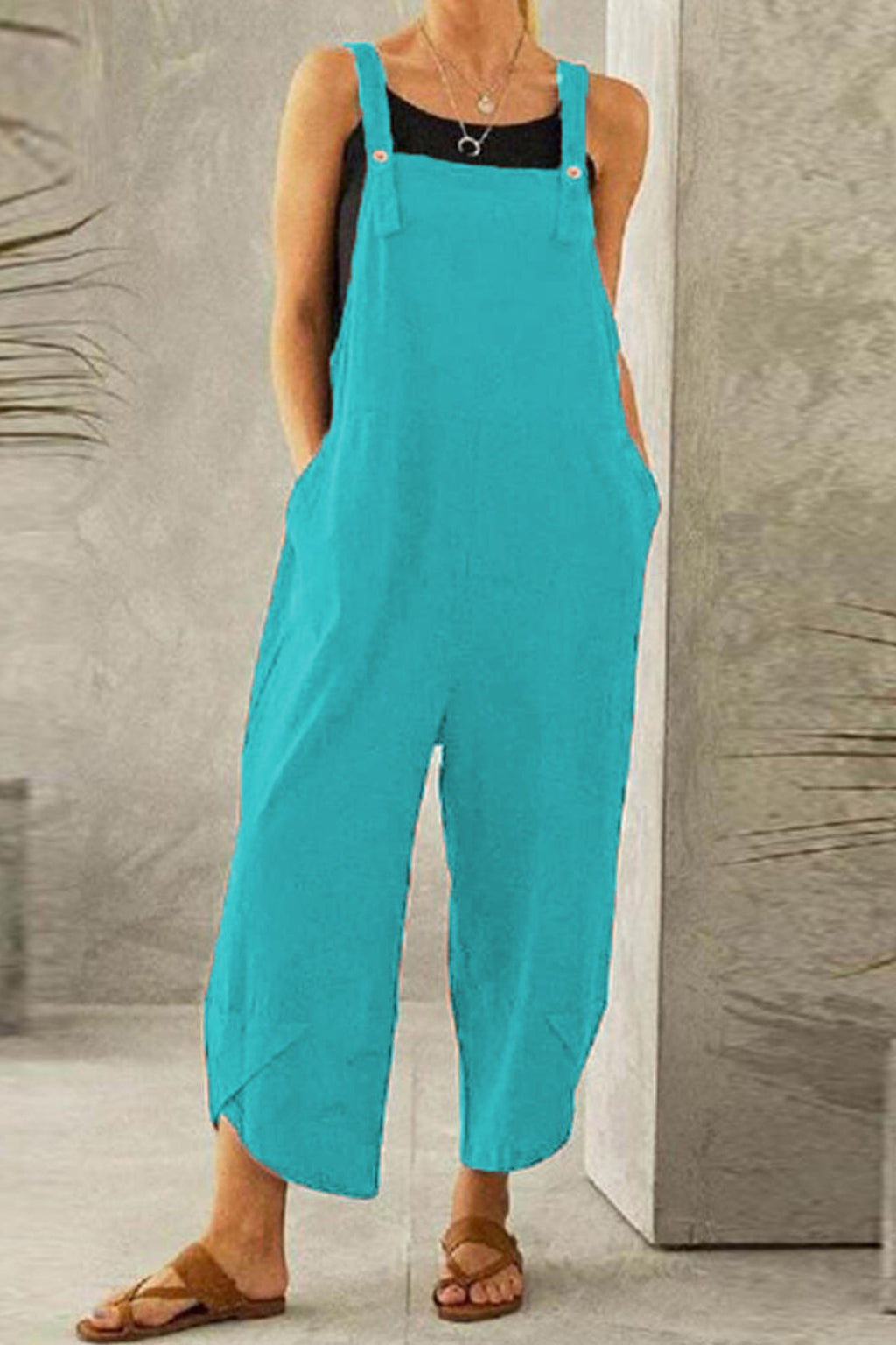 Cotton Color Strappy Jumpsuit