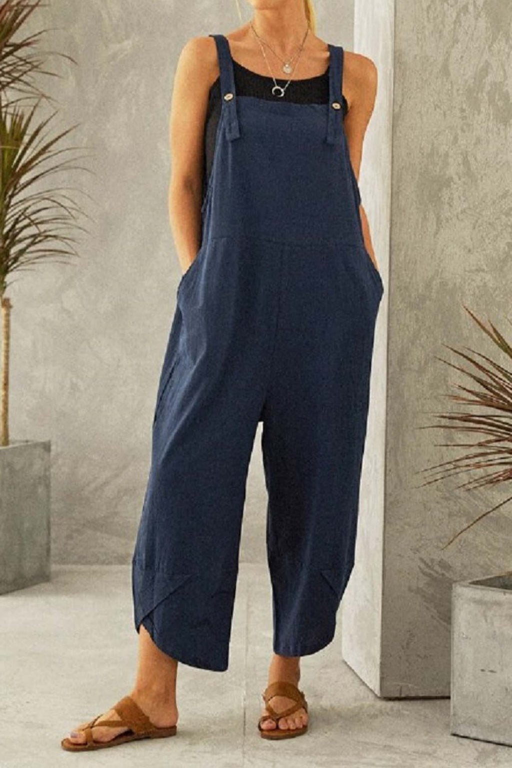 Cotton Color Strappy Jumpsuit