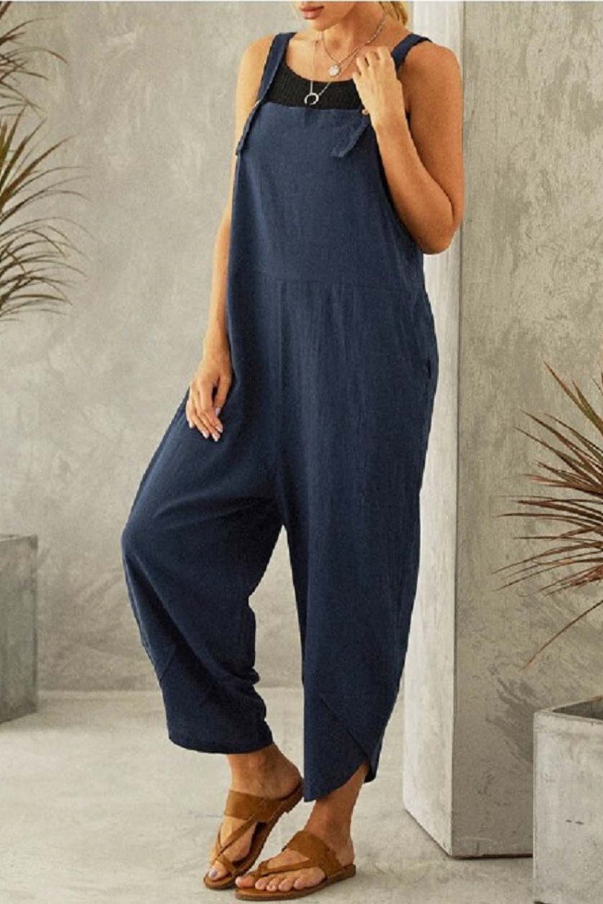 Cotton Color Strappy Jumpsuit