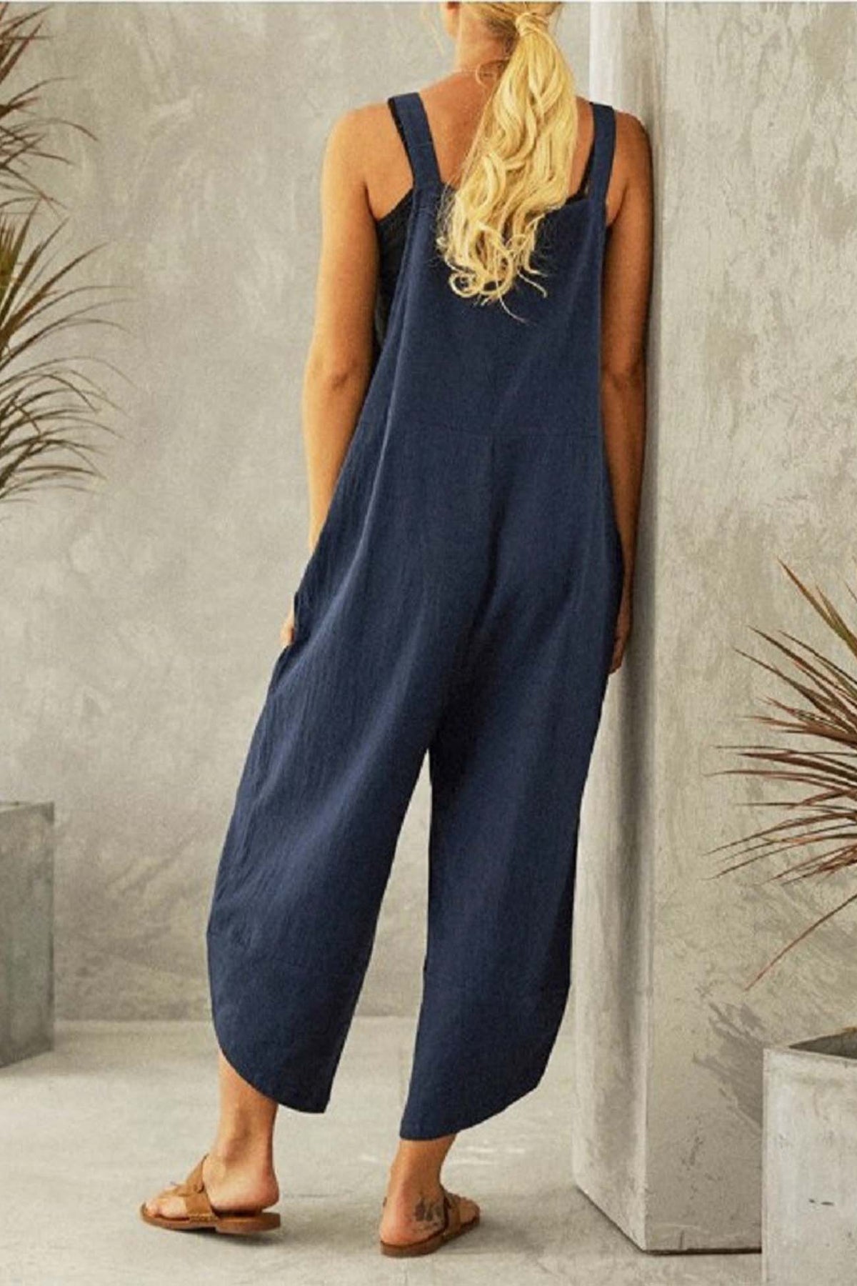 Cotton Color Strappy Jumpsuit