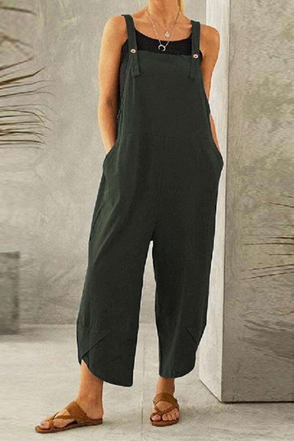 Cotton Color Strappy Jumpsuit