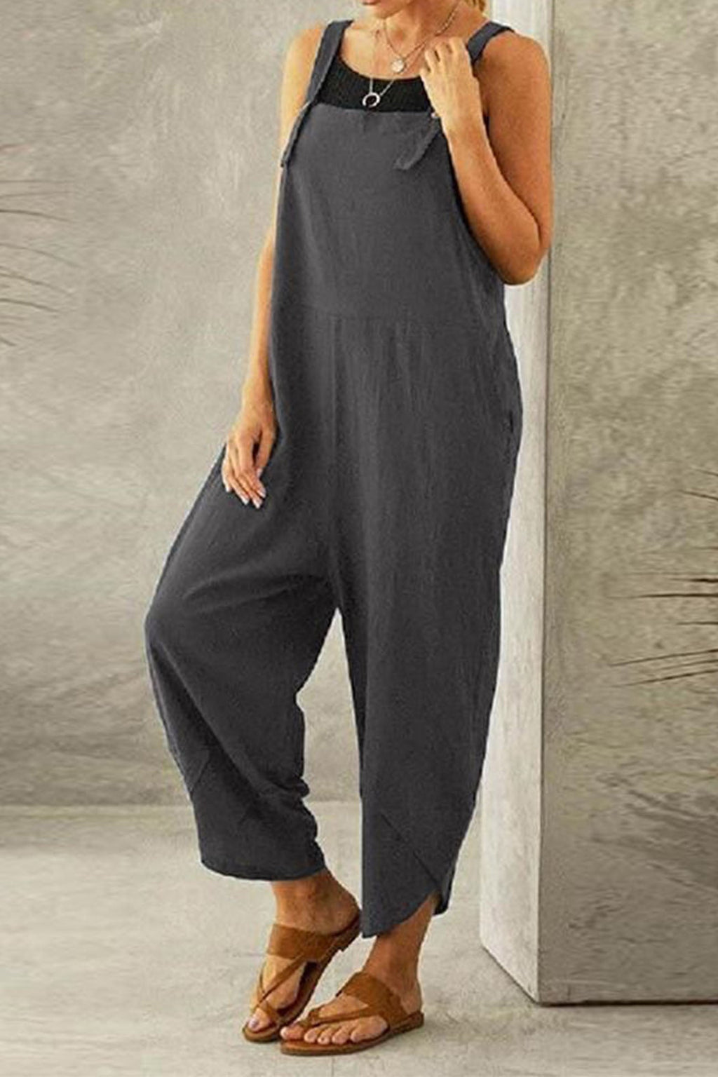 Cotton Color Strappy Jumpsuit