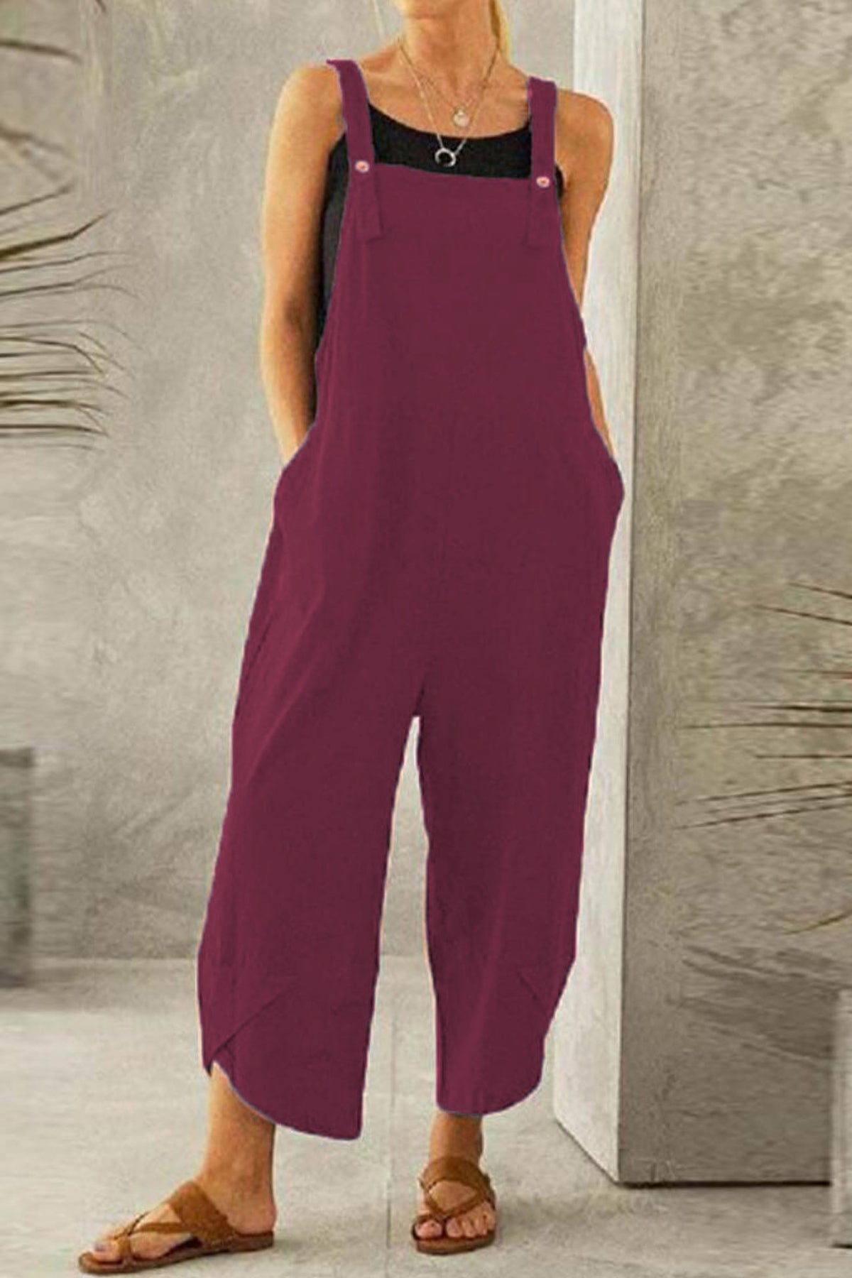 Cotton Color Strappy Jumpsuit
