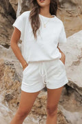 Crew Neck Textured Shorts Two-piece Set
