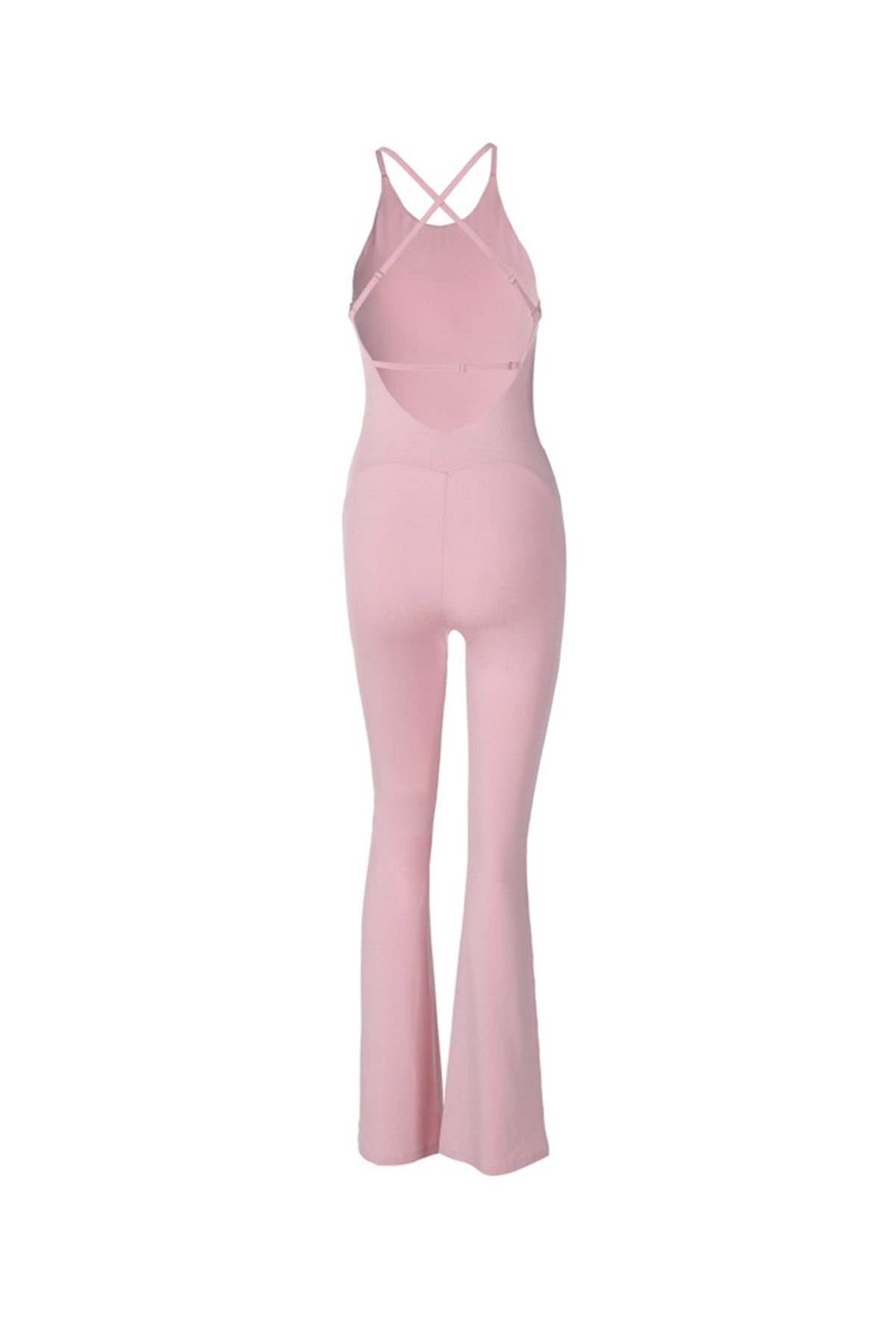 Crisscross Backless Flares Jumpsuits