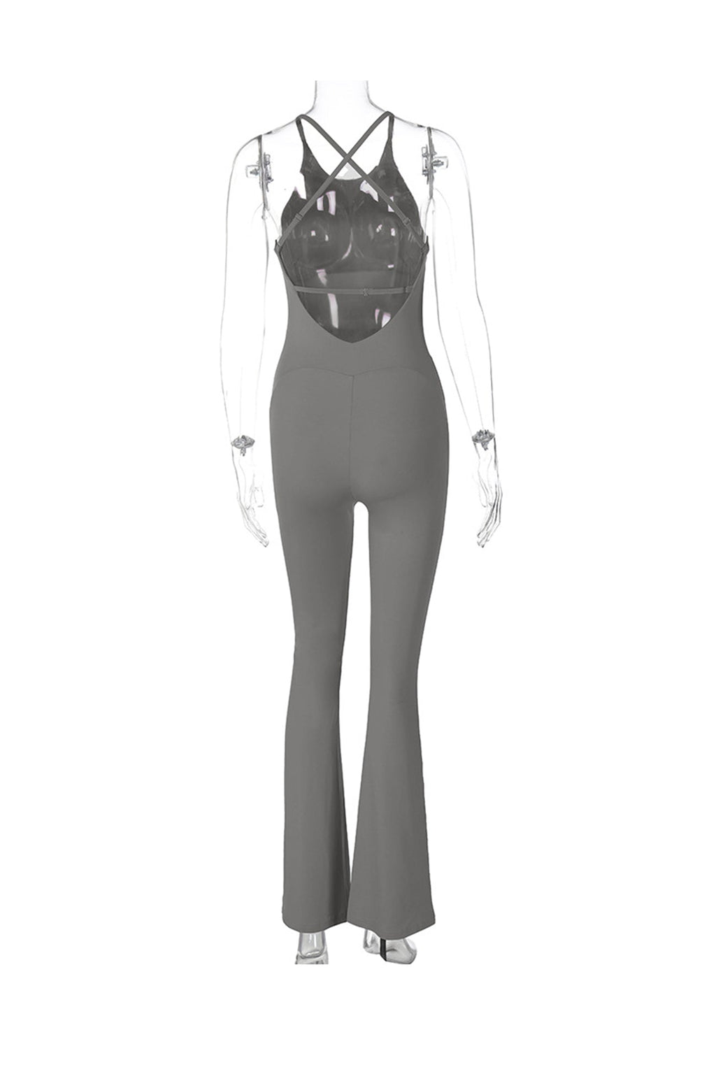 Crisscross Backless Flares Jumpsuits