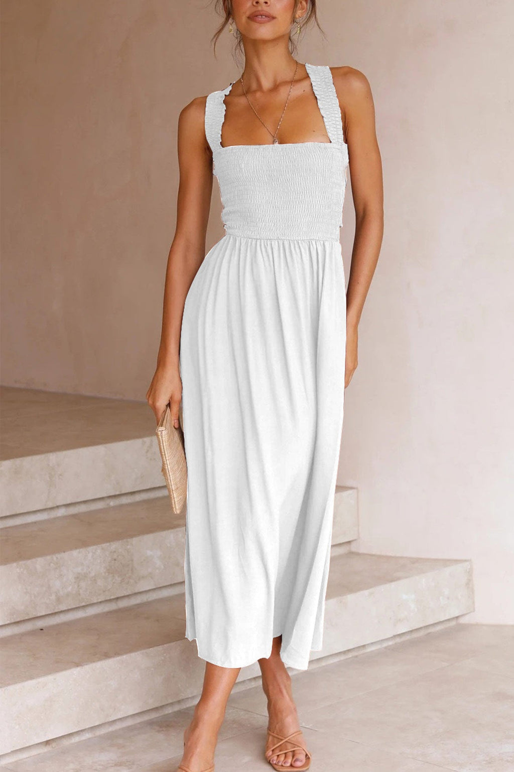 Crisscross Tie-back Midi Dress