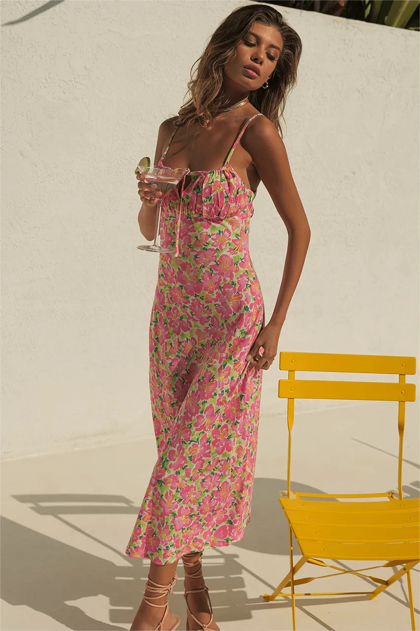 Lace Up Cami Midi Dress