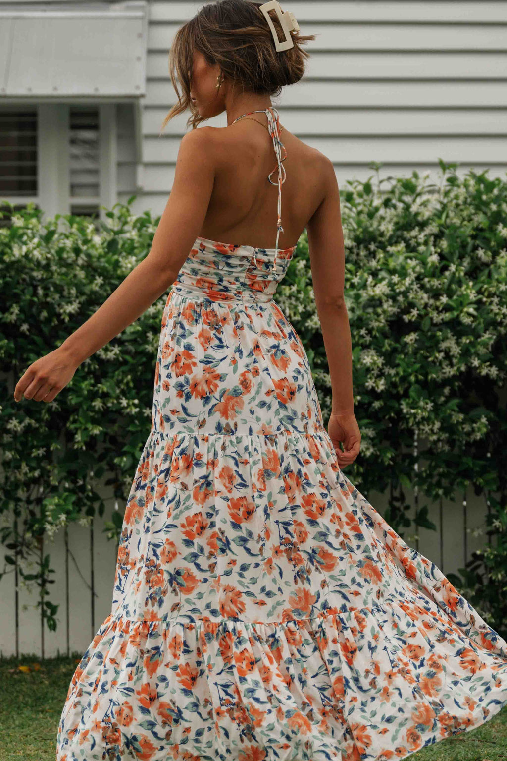 V-neck Backless Maxi Dress