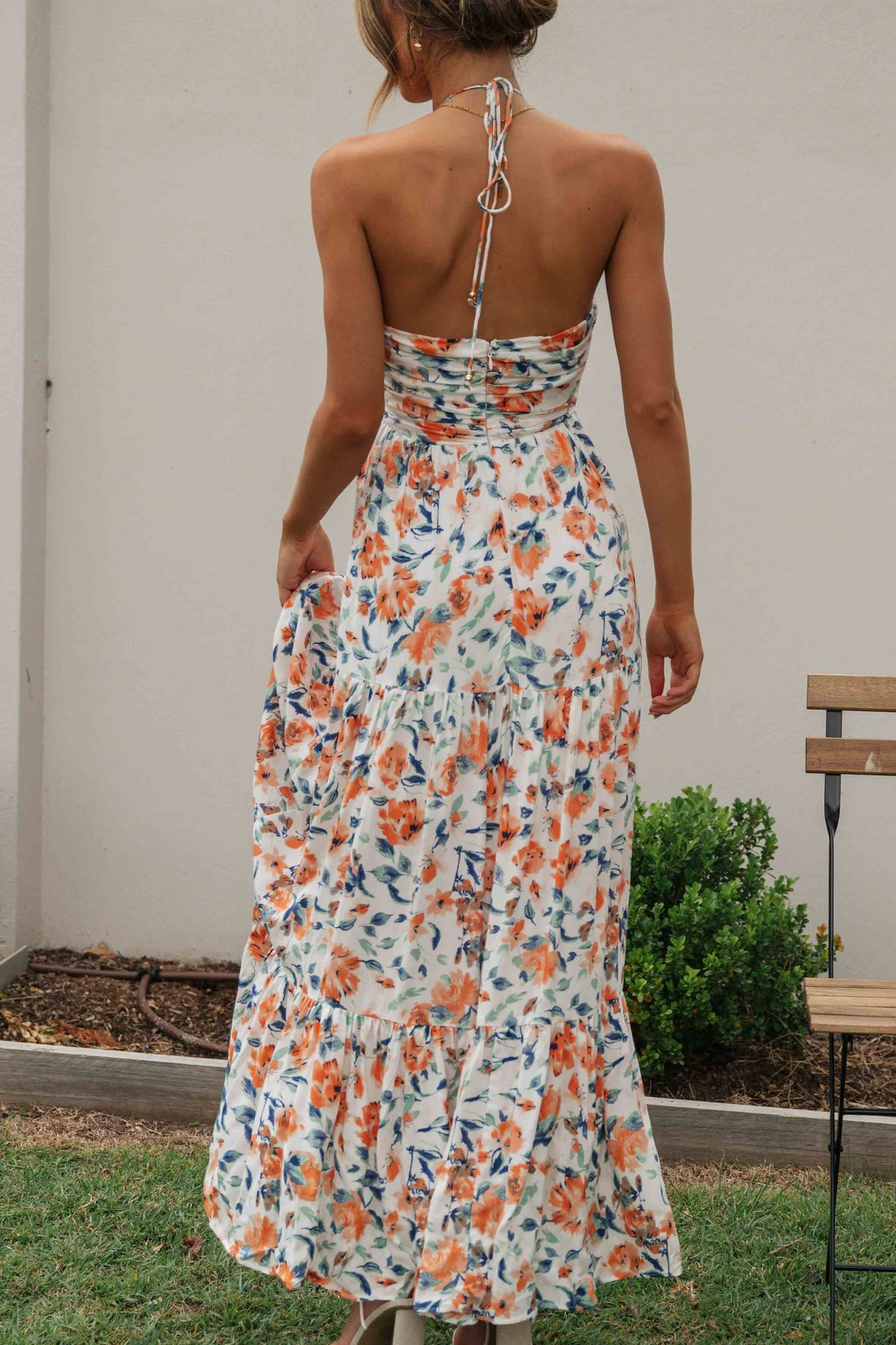 V-neck Backless Maxi Dress