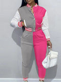 Striped Kangaroo Pocket Pants Set Bo50111