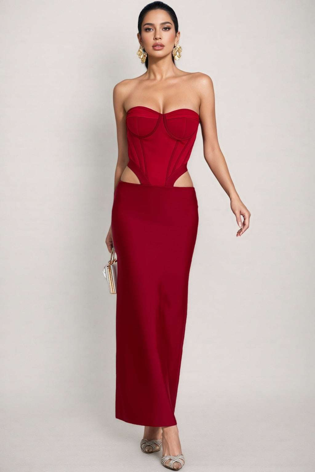 Kila Red Cut Out Maxi Dress