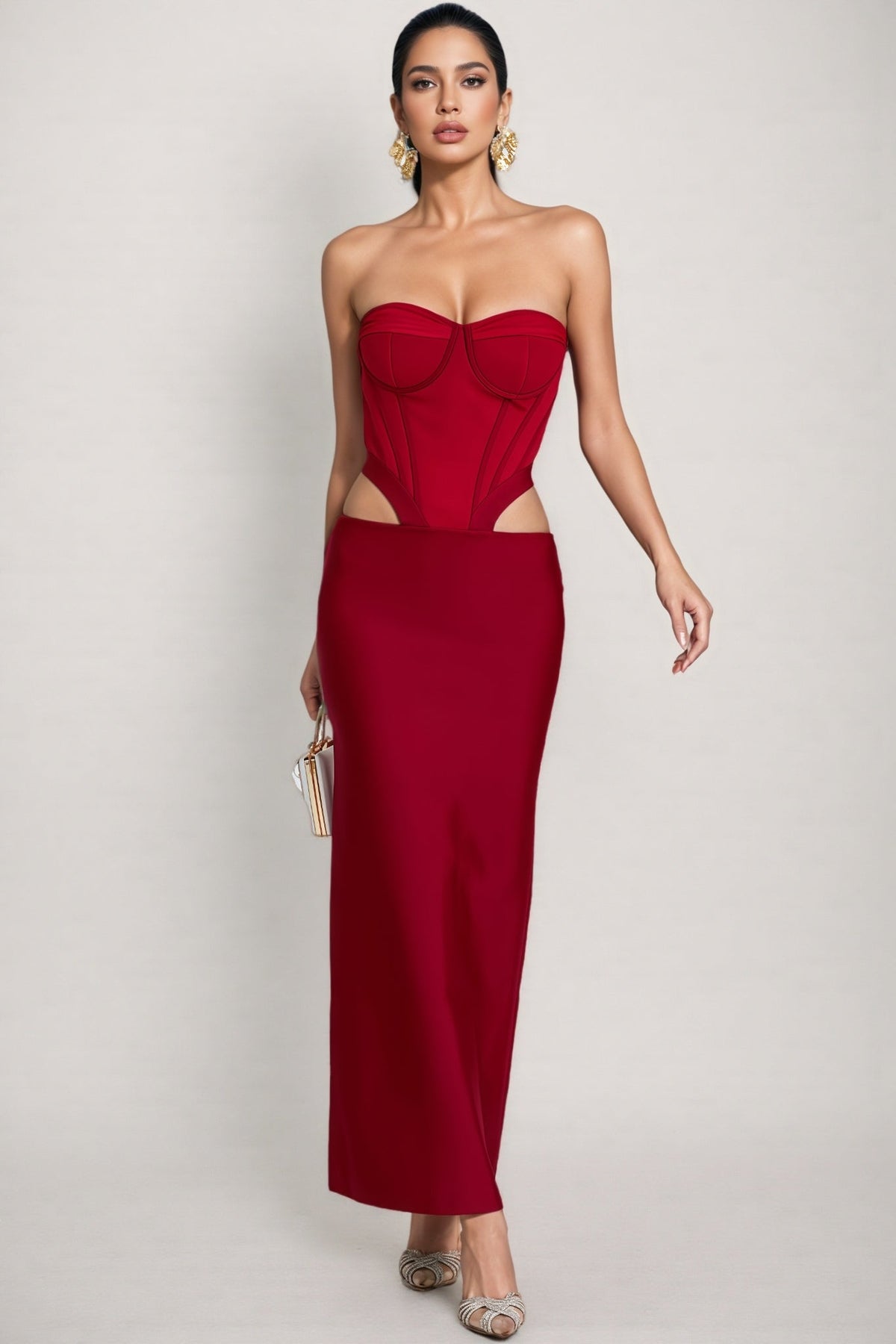 Kila Red Cut Out Maxi Dress