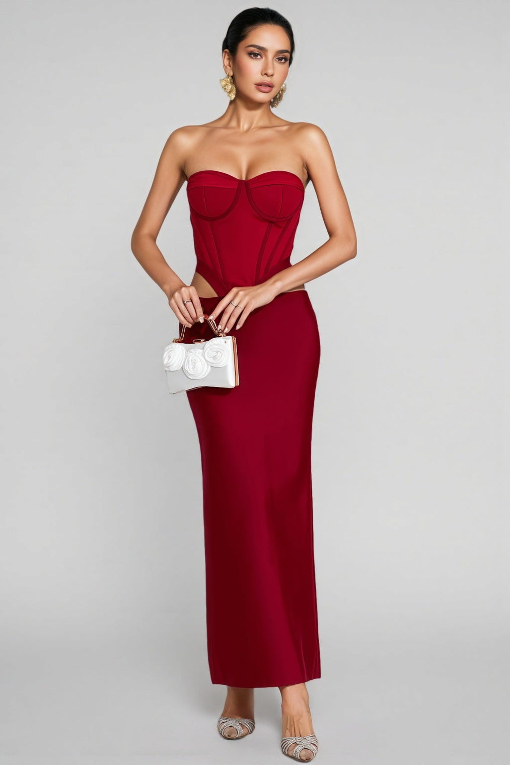 Kila Red Cut Out Maxi Dress