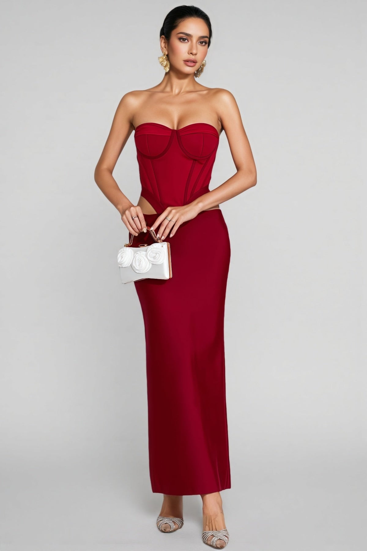 Kila Red Cut Out Maxi Dress