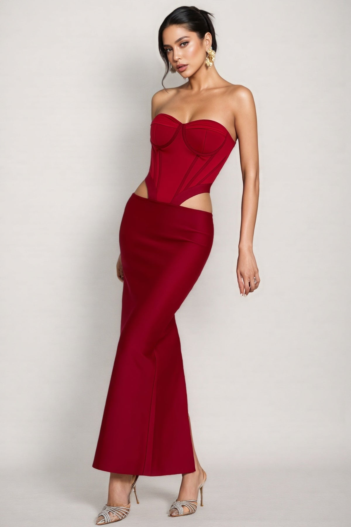 Kila Red Cut Out Maxi Dress