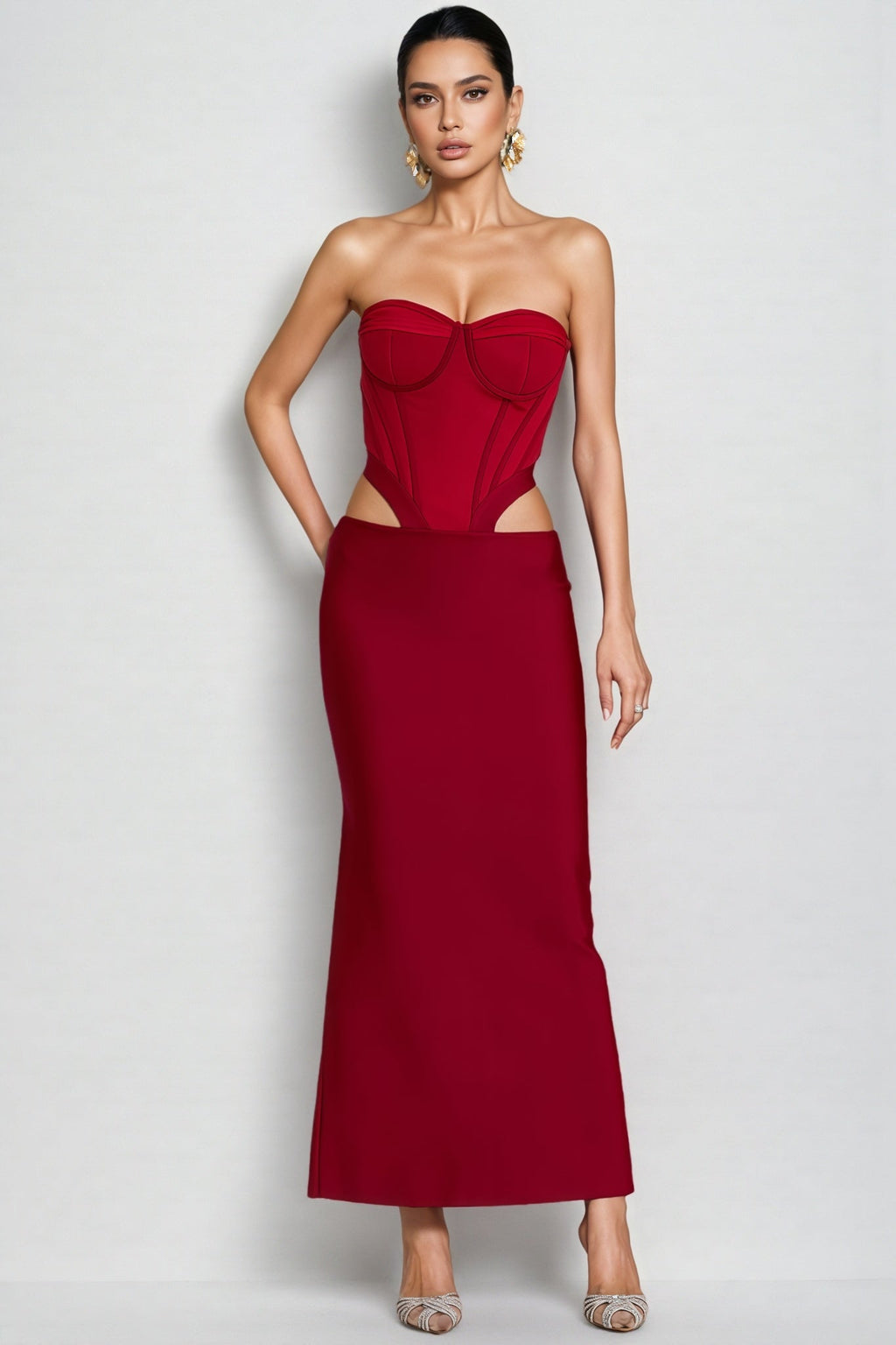 Kila Red Cut Out Maxi Dress