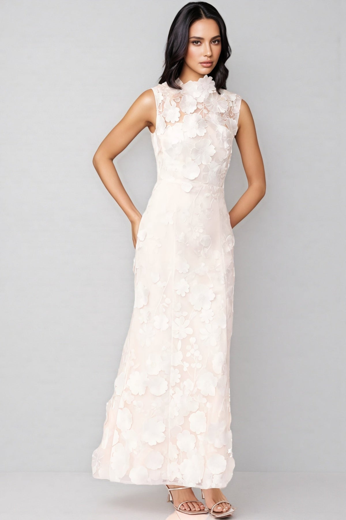 Jastet Embroidered 3d Maxi Dress