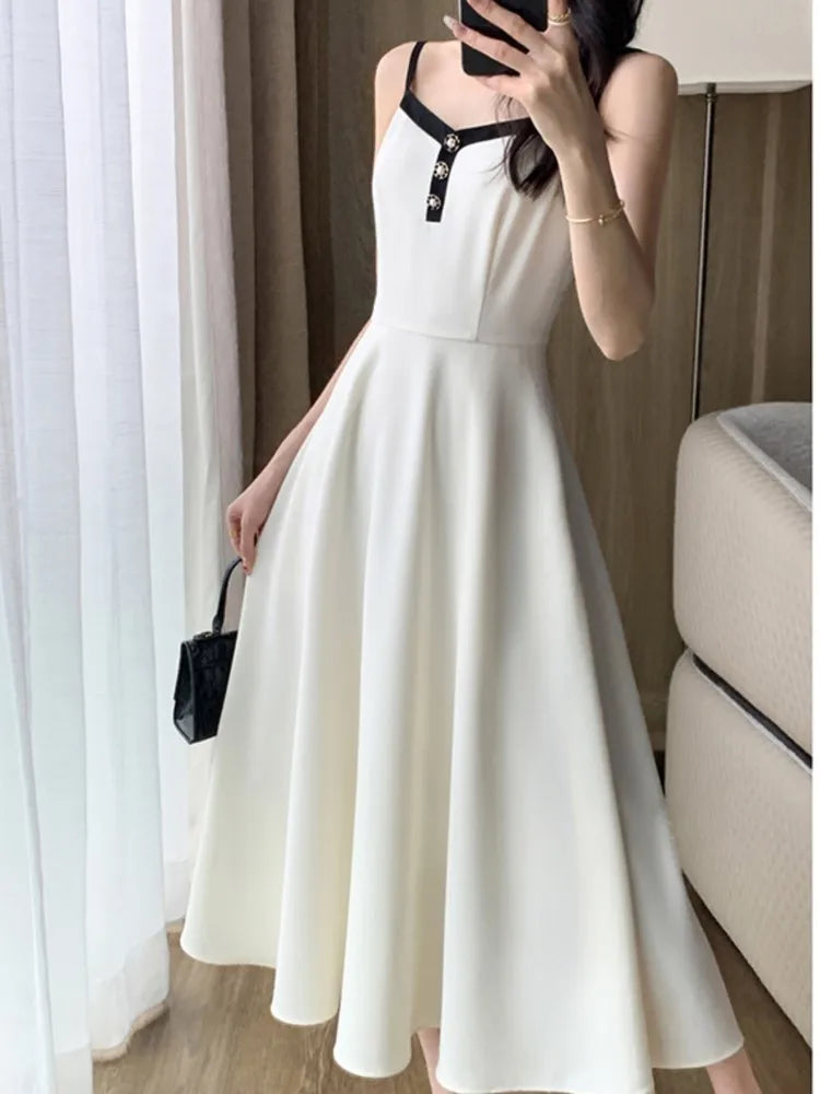 2-piece Dress Set for Lady Cropped Coat A-line Midi Camisole Dresses Slim Korean Female Suit Spring Autumn New