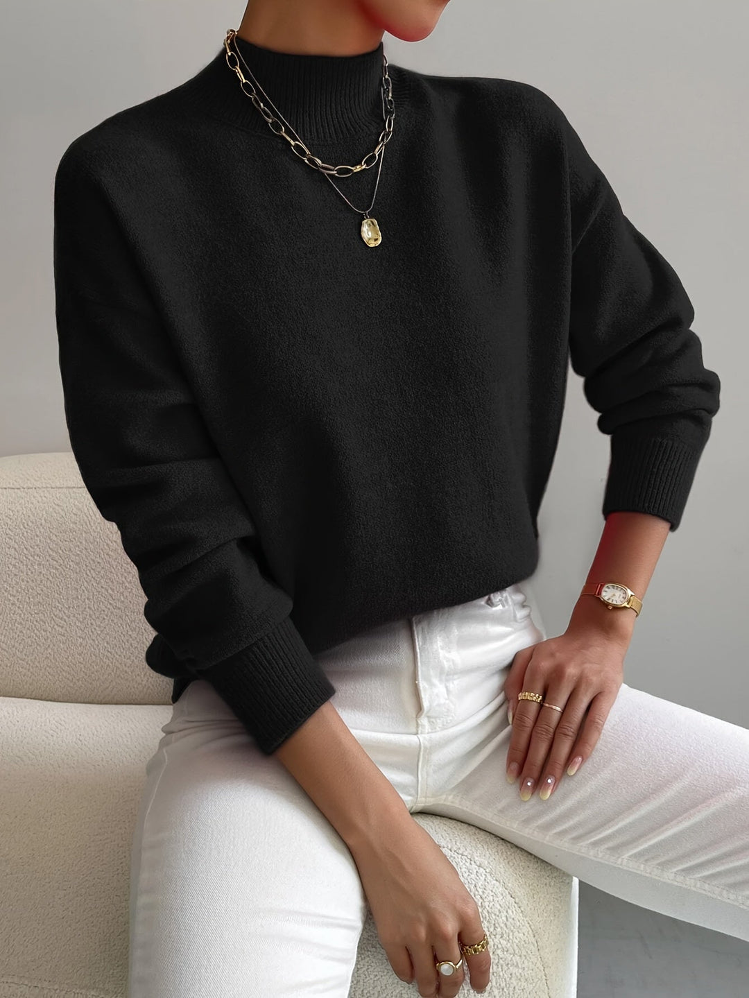 Emma | Mock Neck Spring Sweater