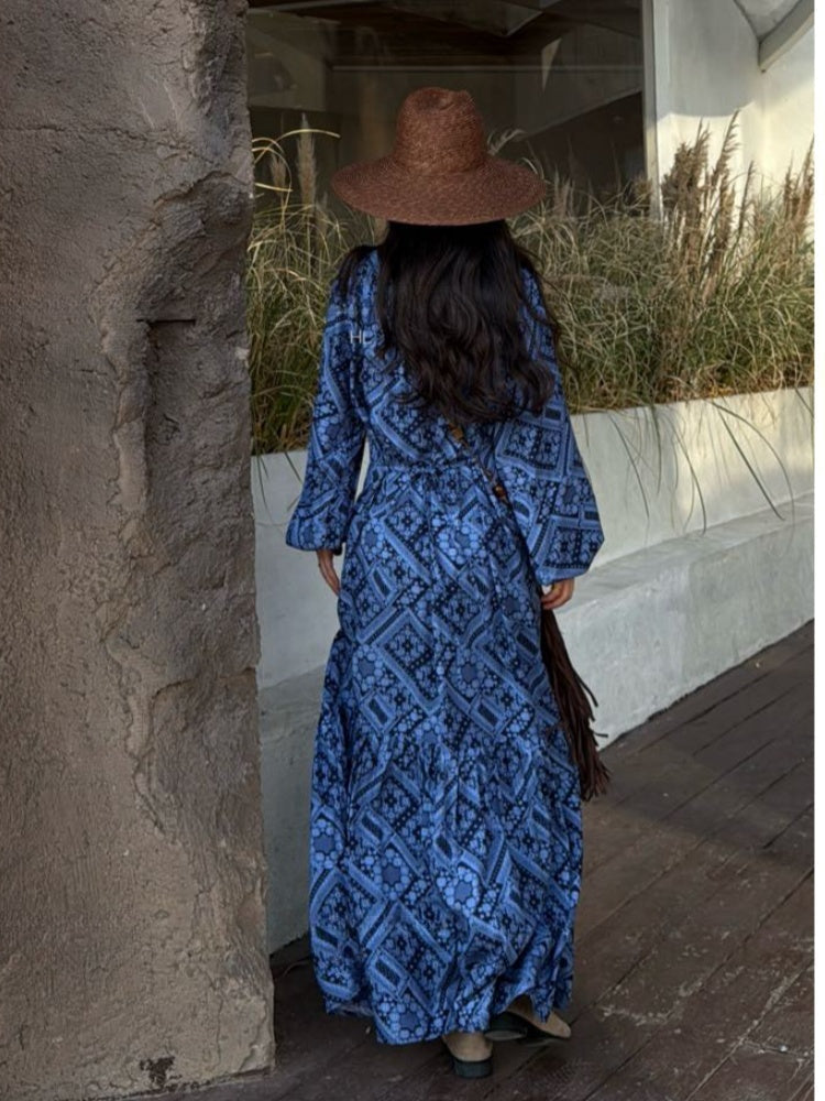 Breeze Cotton Long Dress Sweet & Relaxed Travel-ready Loose Fit Gown Flowy Dress