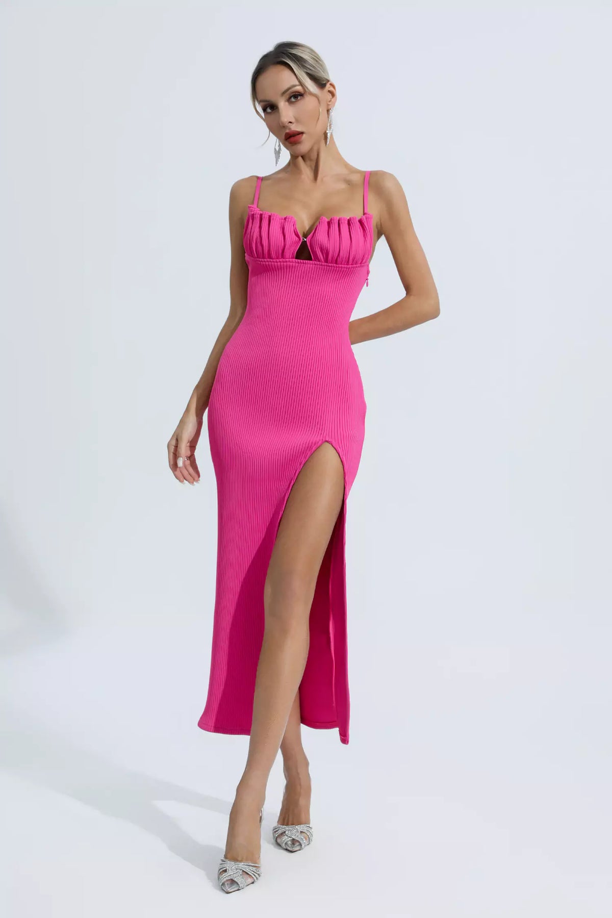 Estelle Rose Red Slip Midi Dress