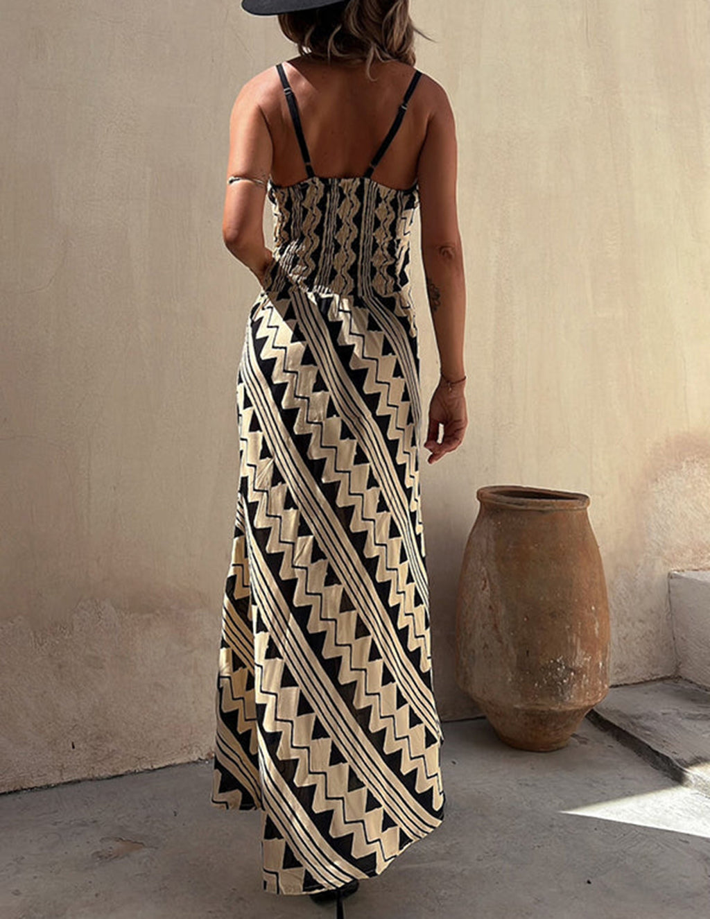 Exclusive Melody Satin Print Smocked Back Midi Dress