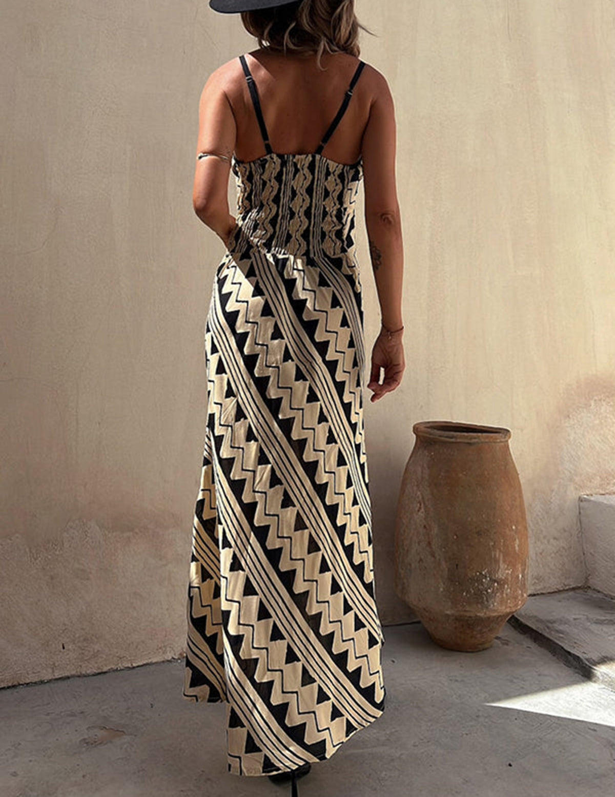 Exclusive Melody Satin Print Smocked Back Midi Dress