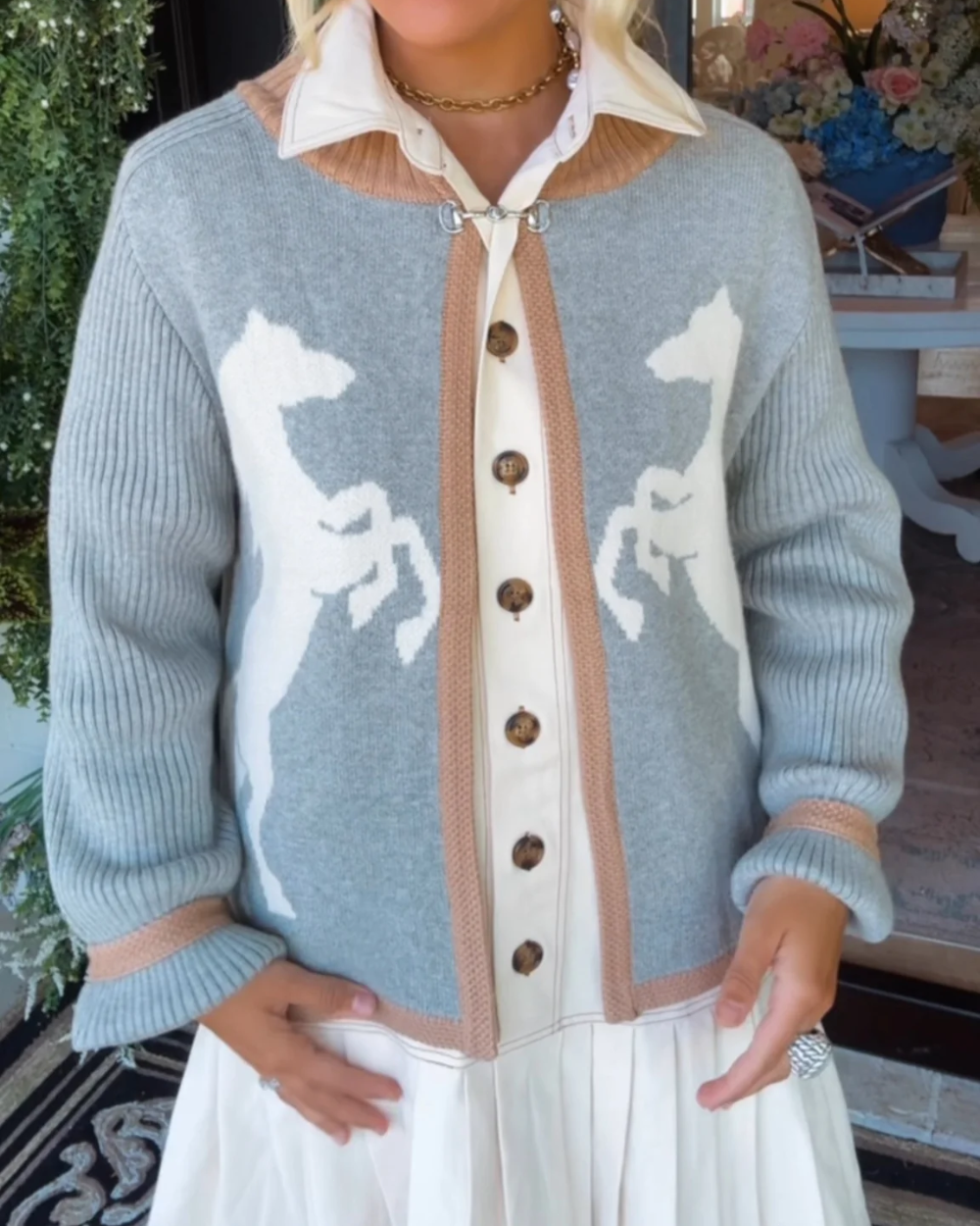 Black Horse Knit Cardigan