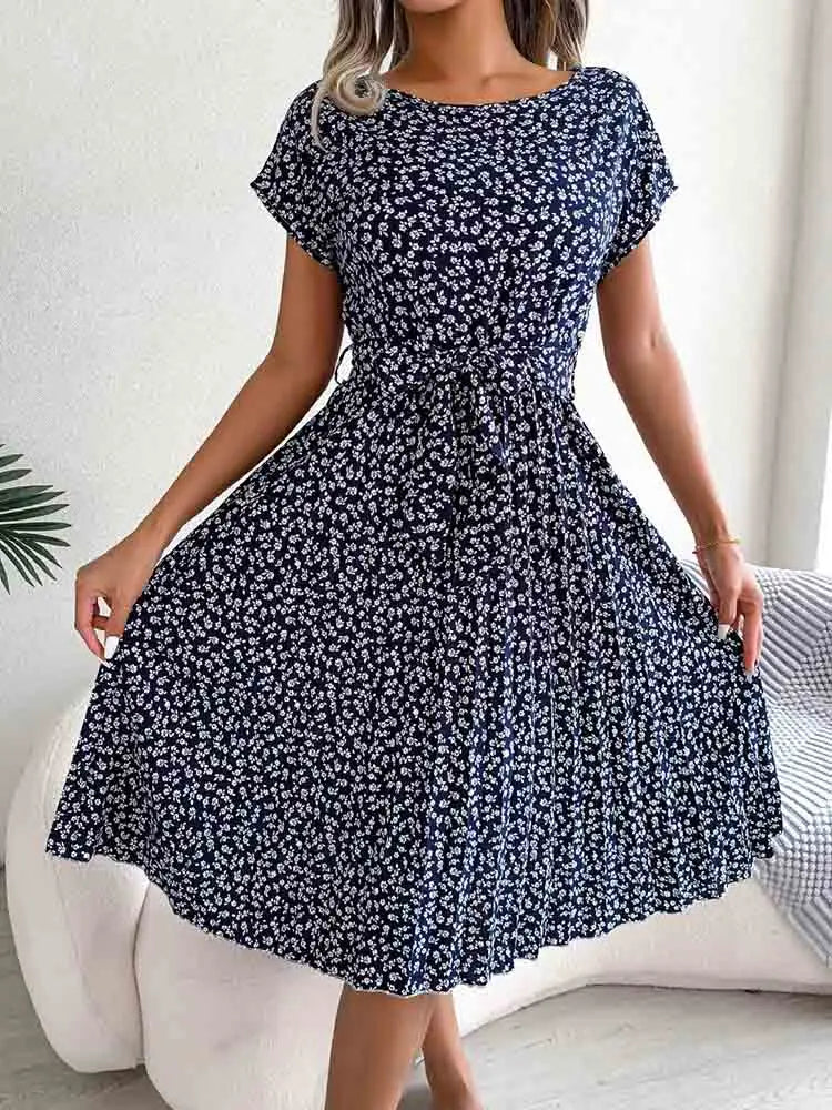 Pleated a Line Long Spring Short High Midi Dresses