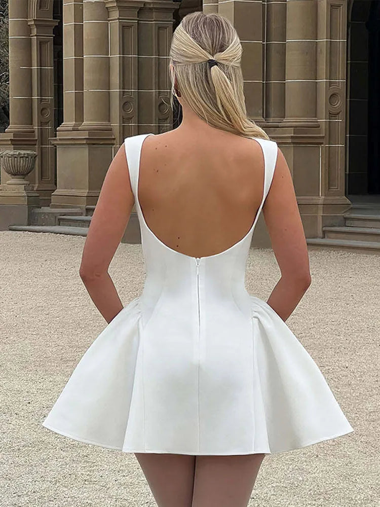 Backless A-line Sleeveless Mini Dress for Night Christmas Party