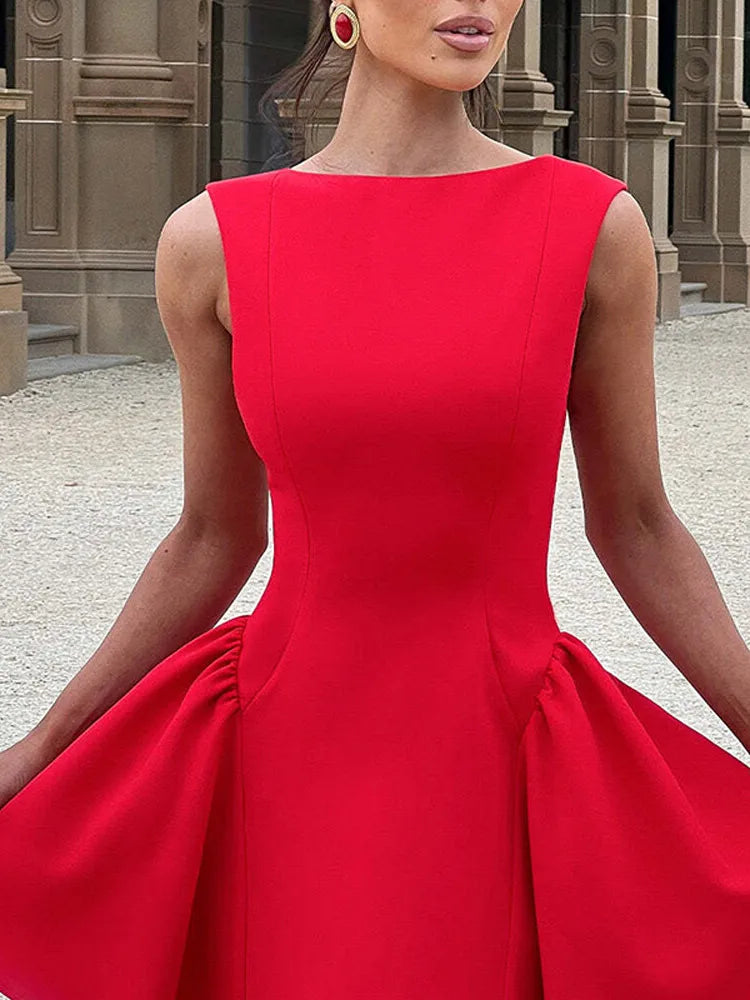 Backless A-line Sleeveless Mini Dress for Night Christmas Party