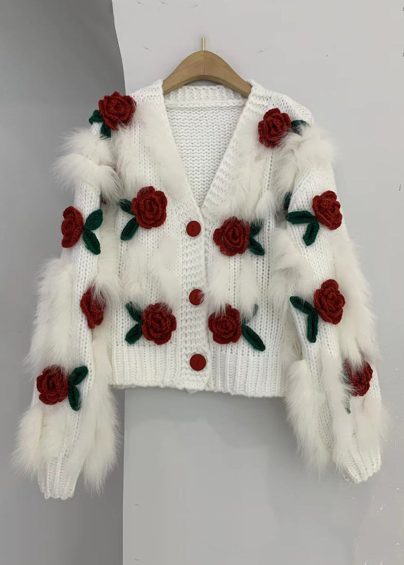 Pink V Neck Button Patchwork Knit Cardigan Winter Wk046