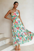 Asymmetric Cami Midi Dress Green