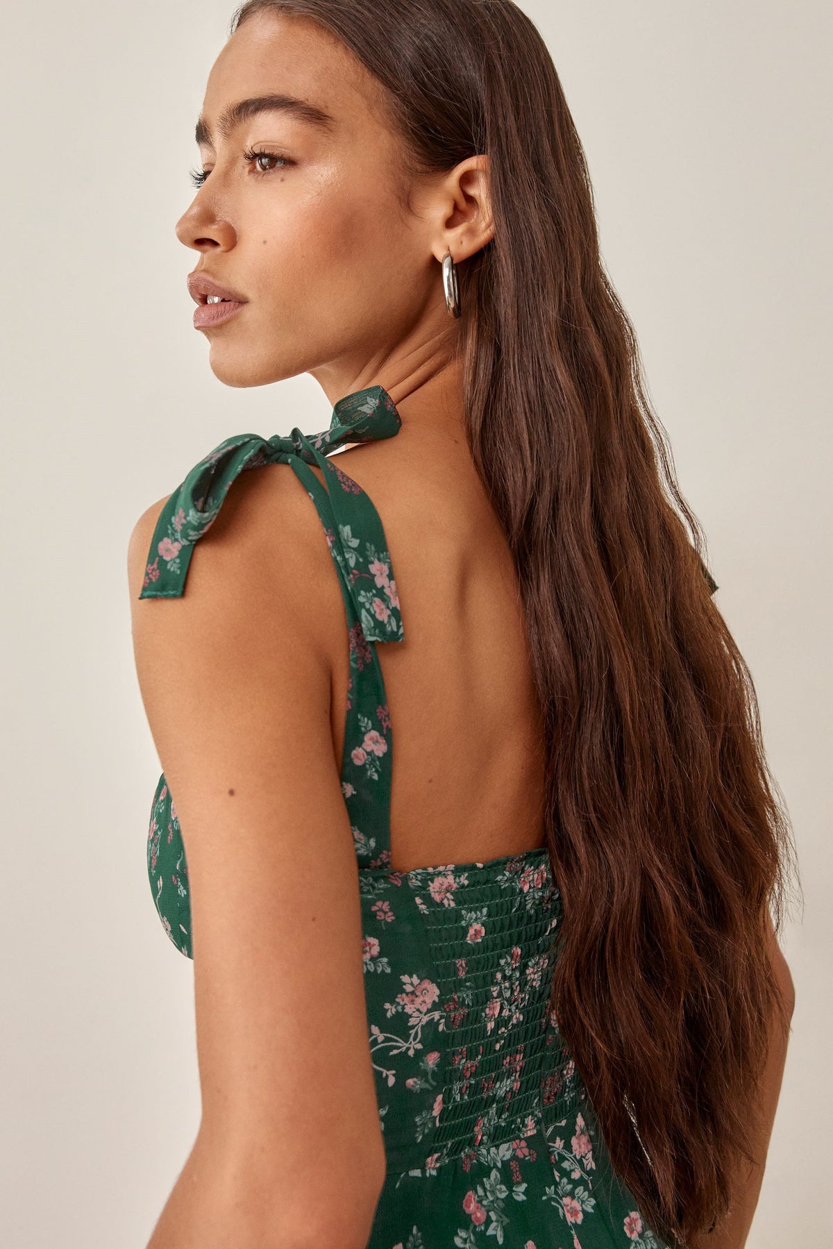 Cami Lace Up Ruched Backless Midi Dress