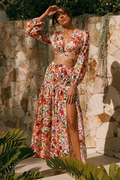 Cut-out Ruched Slit Two-piece Set