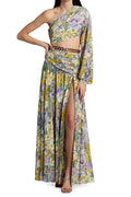 One-shoulder Slit Asymmetric Maxi Dress Purple