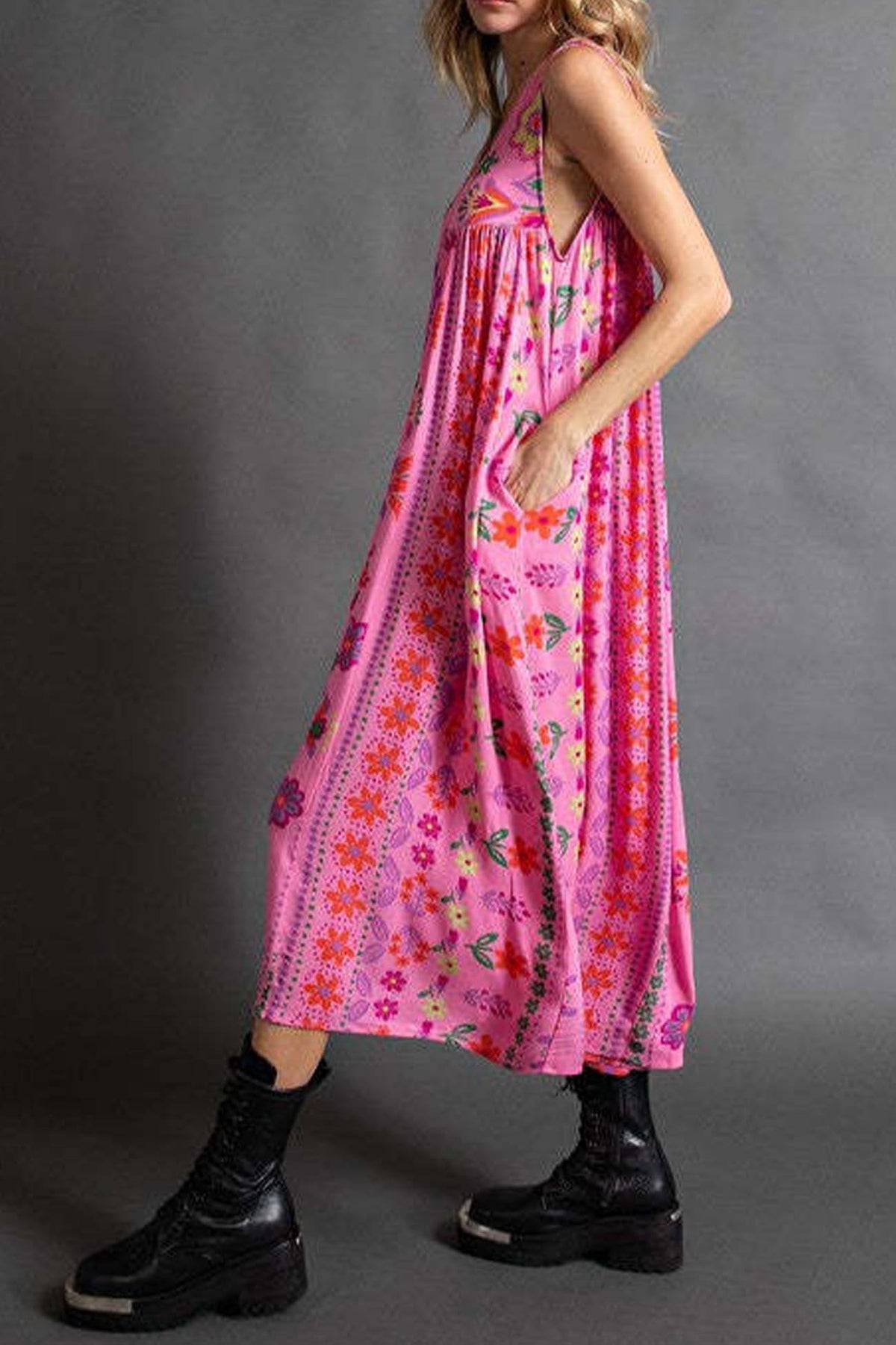 Printed Ruched Sleeveless Jumpsuits