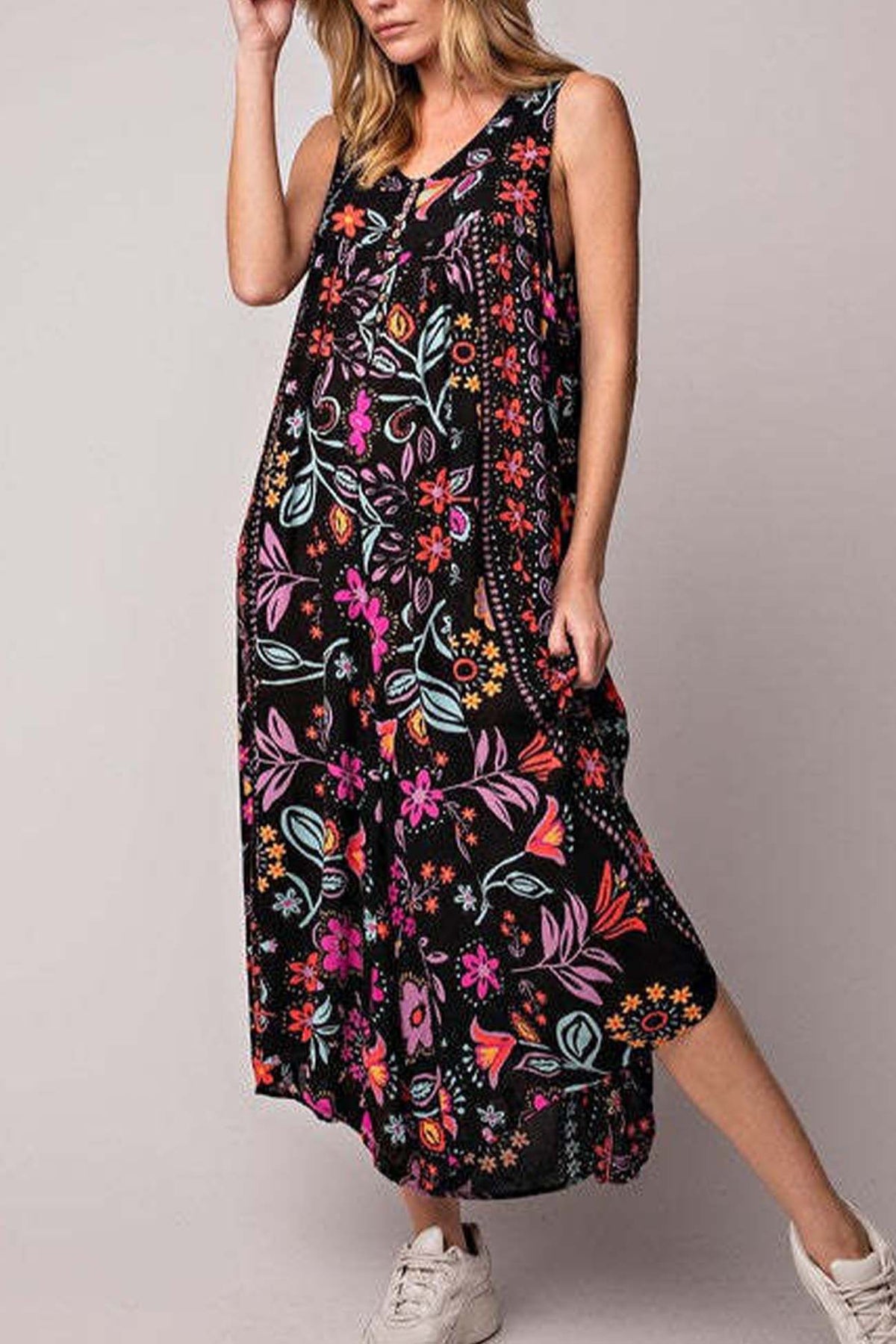 Printed Ruched Sleeveless Jumpsuits