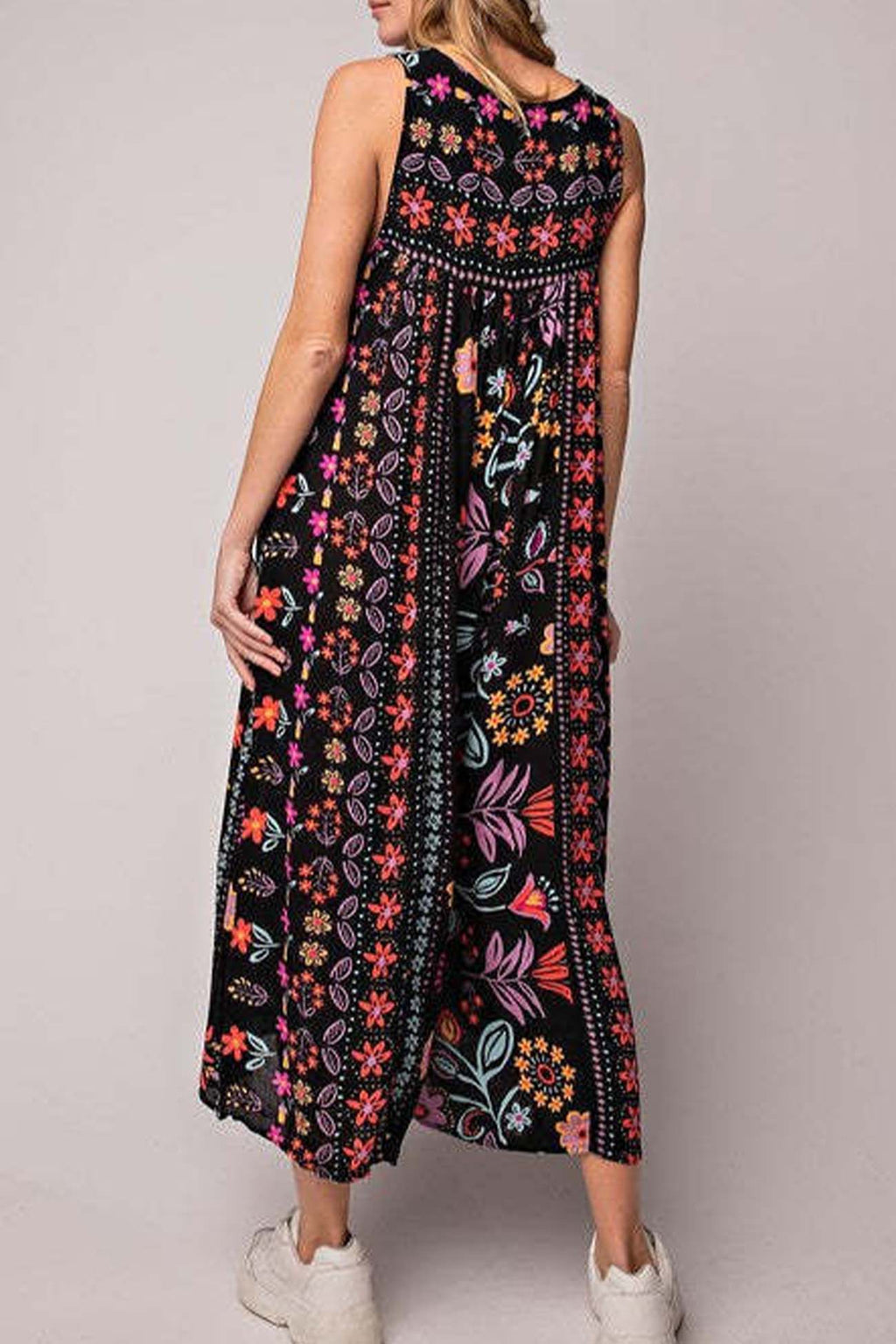Printed Ruched Sleeveless Jumpsuits
