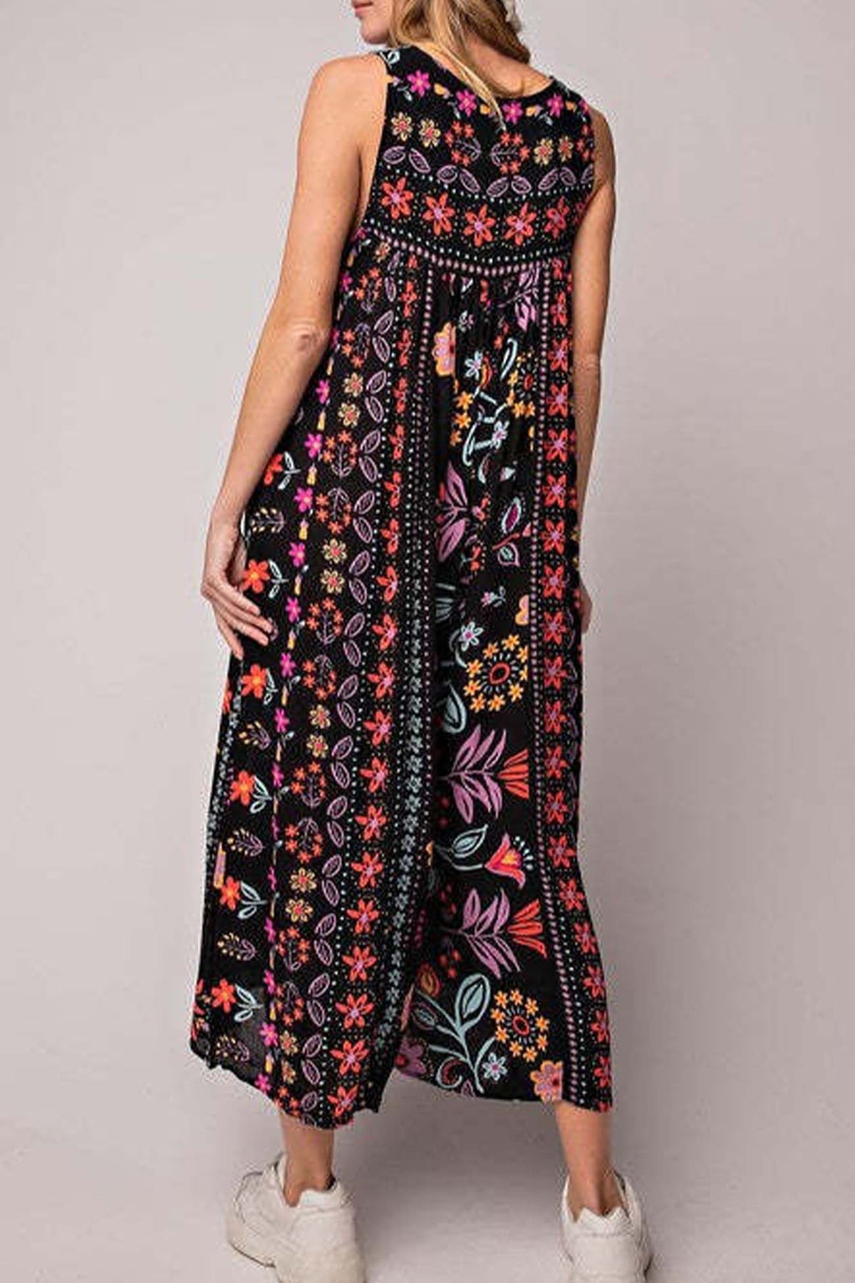 Printed Ruched Sleeveless Jumpsuits