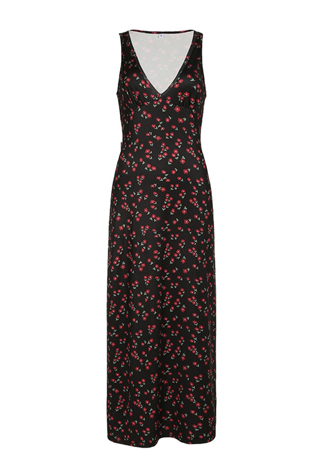 Printed Sleeveless V Neck Midi Dress