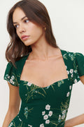Short Sleeve Square Collar Backless Midi Dress