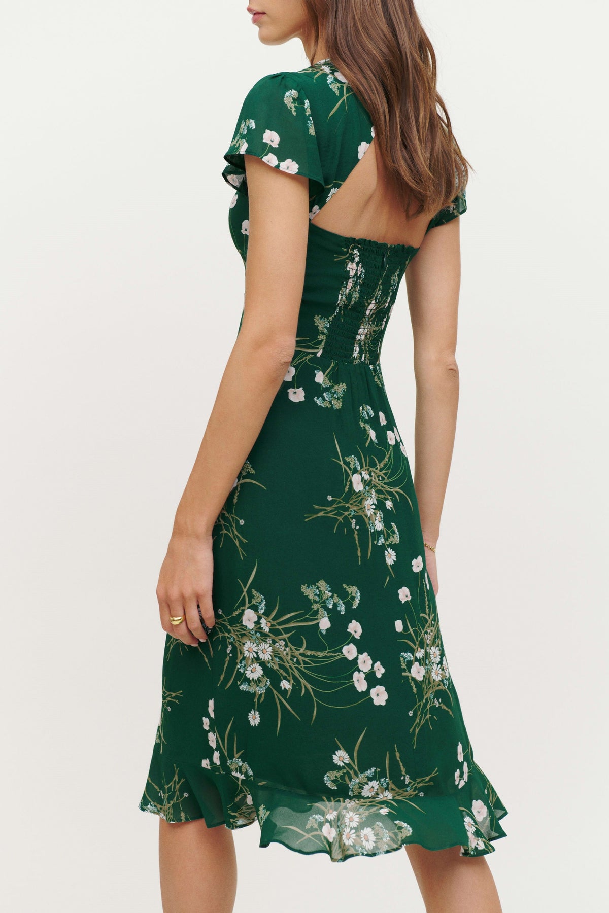 Short Sleeve Square Collar Backless Midi Dress