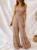 Spaghetti Strap Smocked Wide Leg Jumpsuit