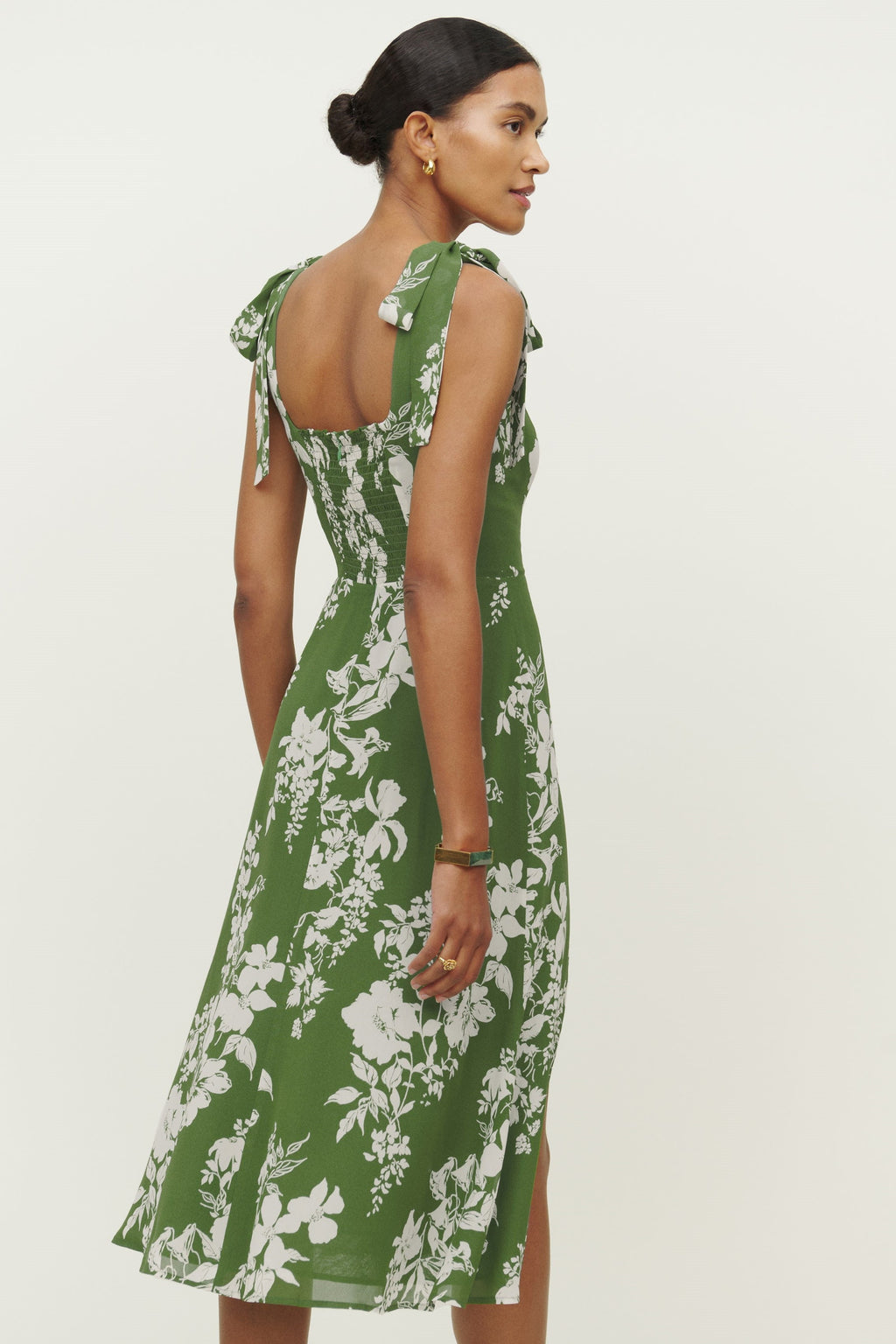 Lace Up Cami Slit Midi Dress