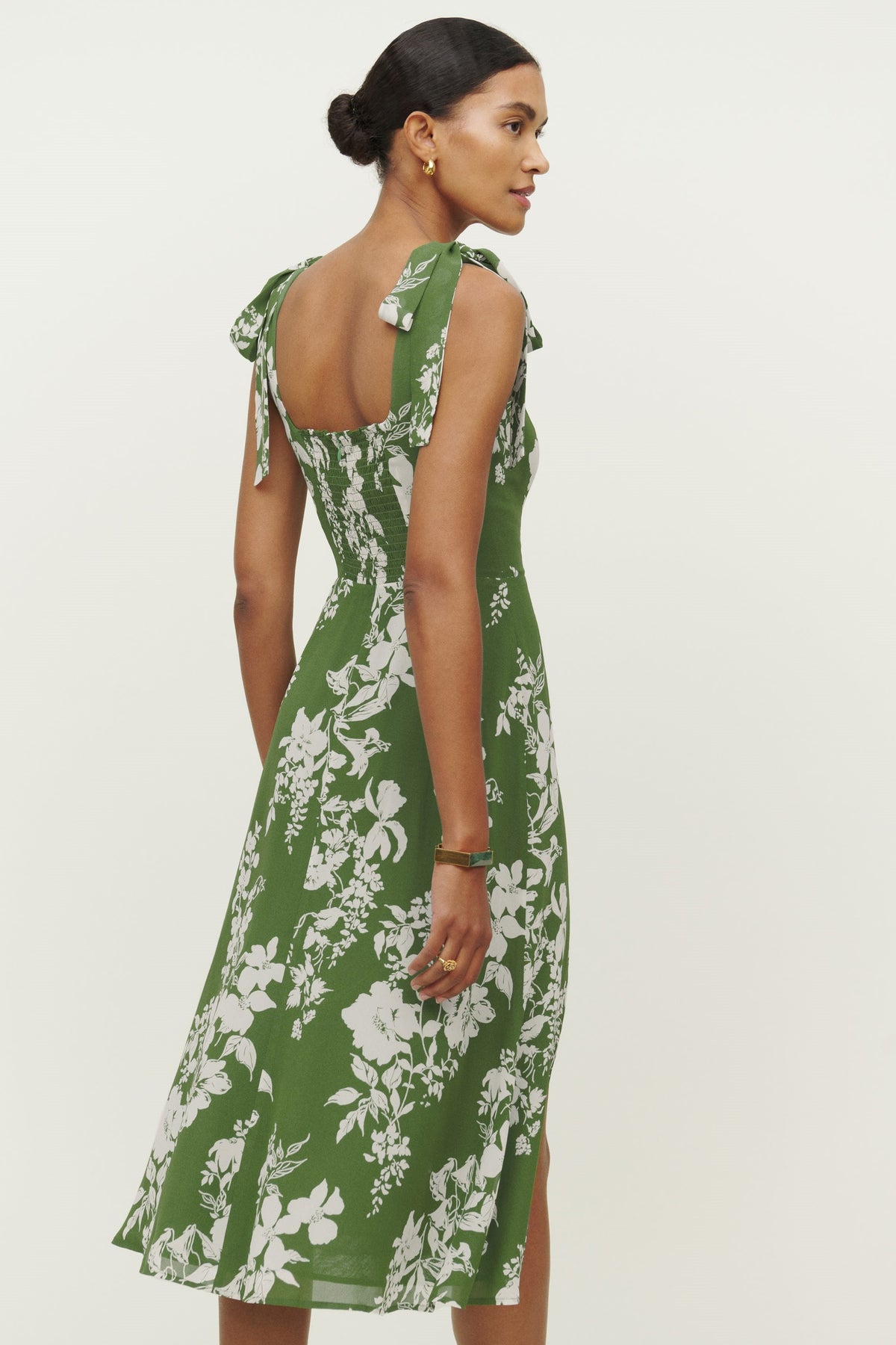 Lace Up Cami Slit Midi Dress