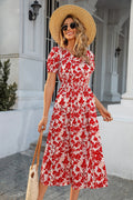 Puff Sleeve Lace Up Backless Midi Dress